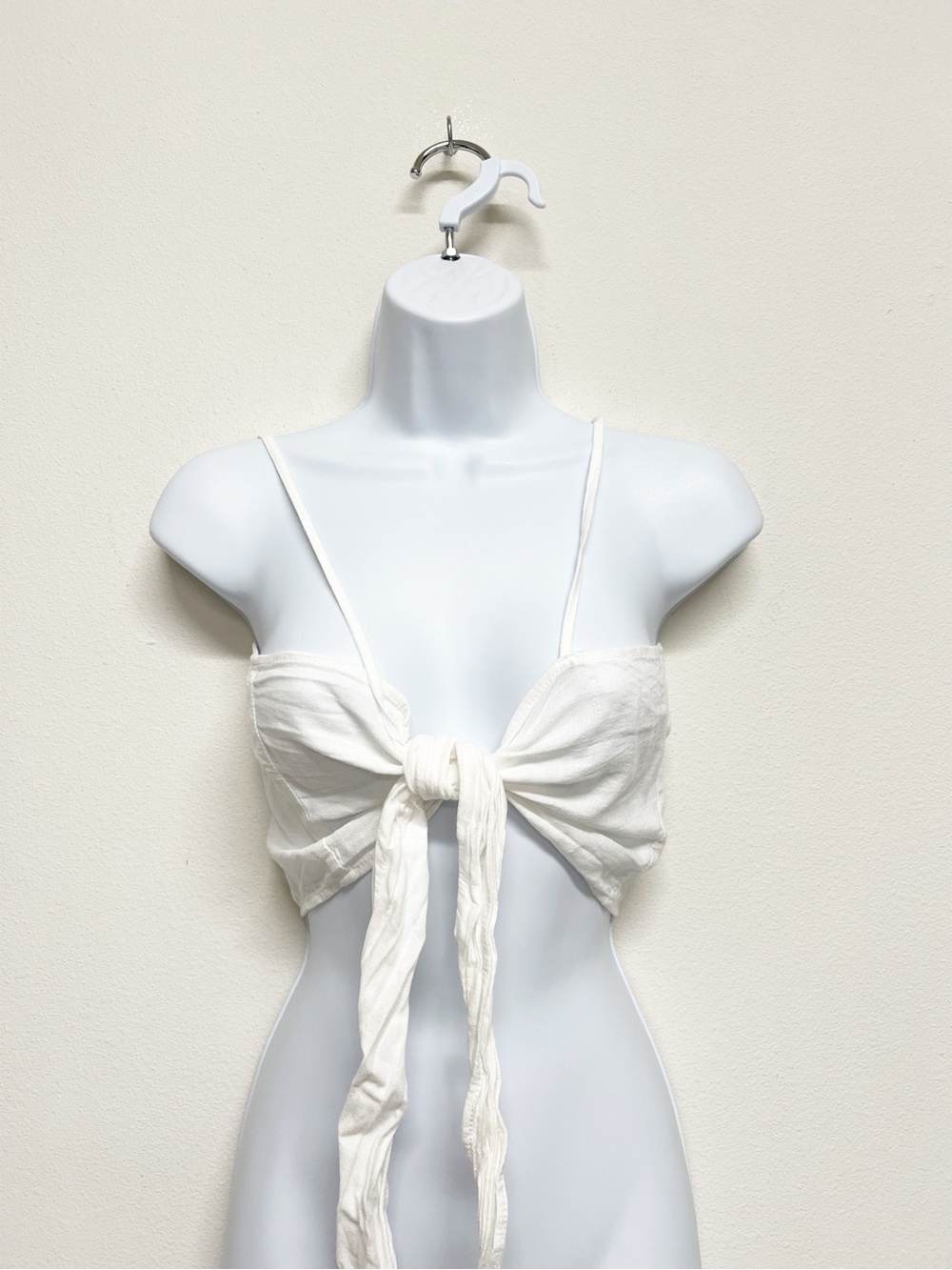 Laguna Collective Womens Classic White Strappy Tie Front Cotton Crop Top Size OS